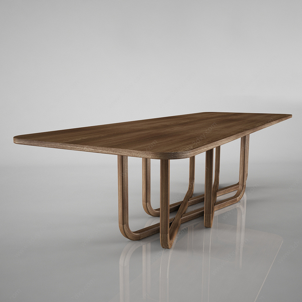 创意实木餐桌3D模型
