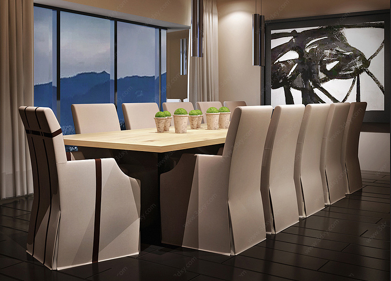 欧式餐桌餐椅组合3D模型