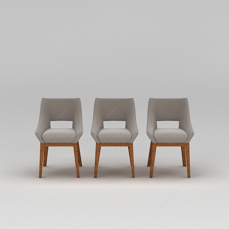 现代灰色实木休闲椅3D模型