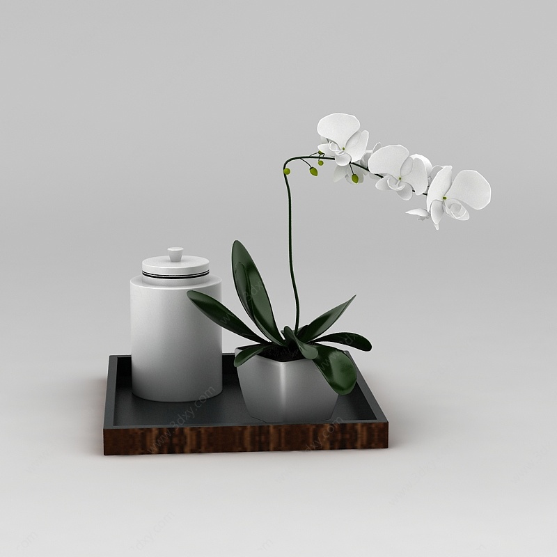 现代陶瓷花瓶茶壶3D模型
