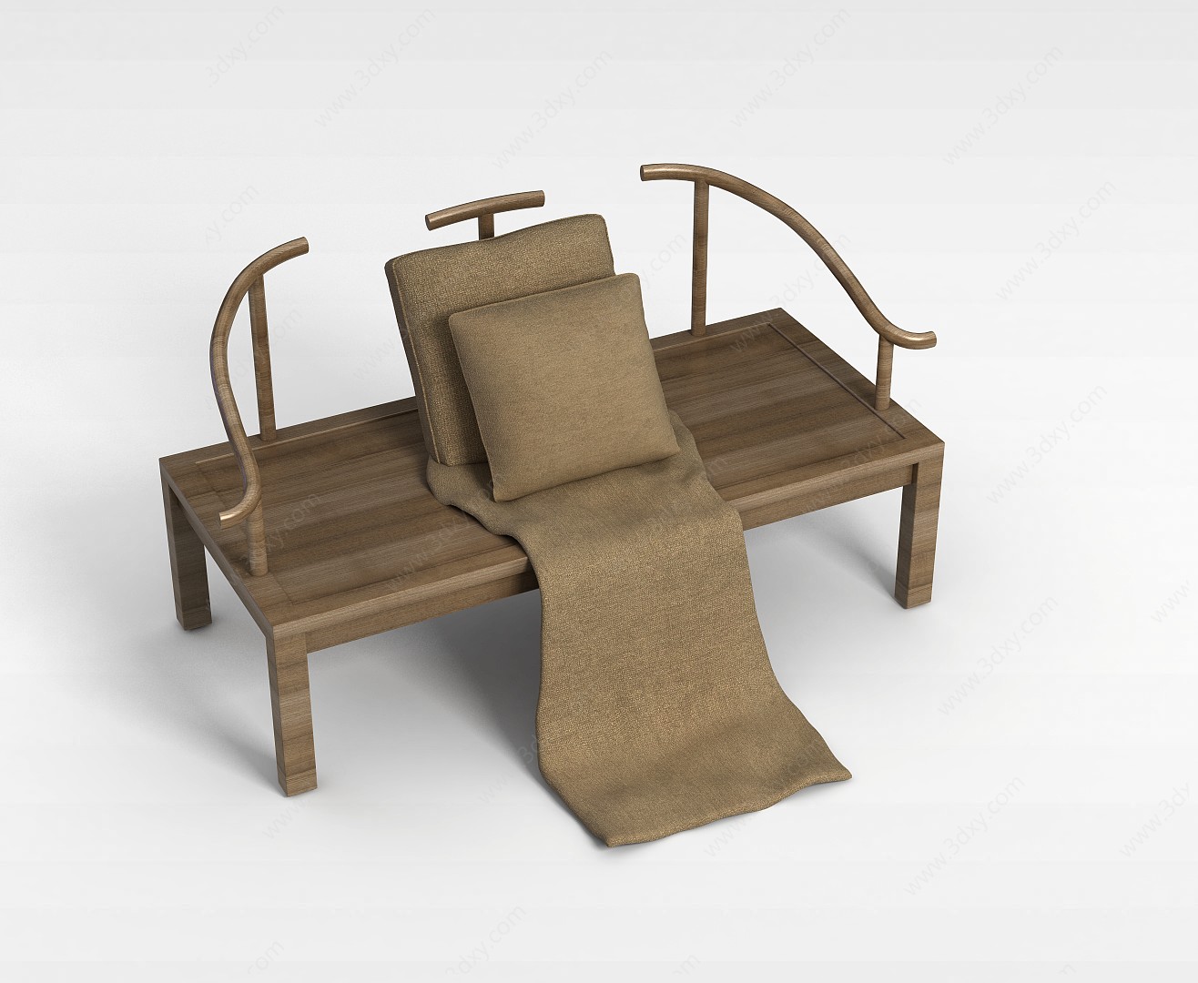 中式家具实木长椅3D模型