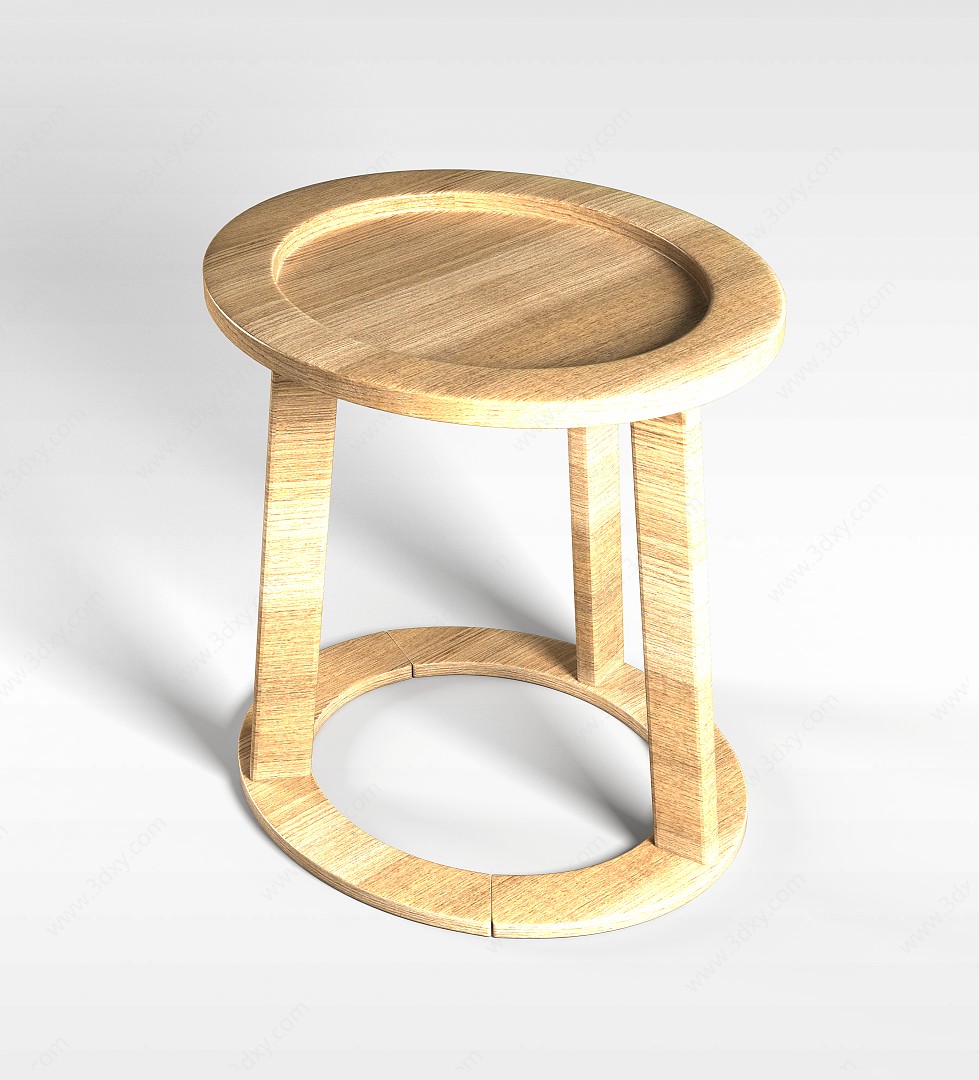 中式家具实木圆几3D模型