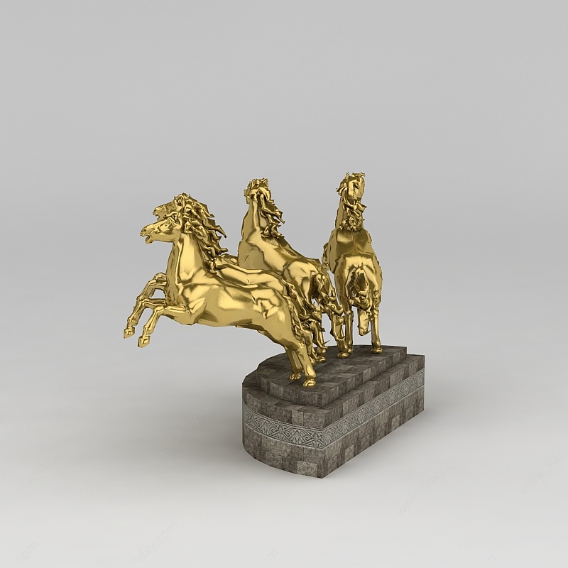 商业小品铜马雕塑3D模型