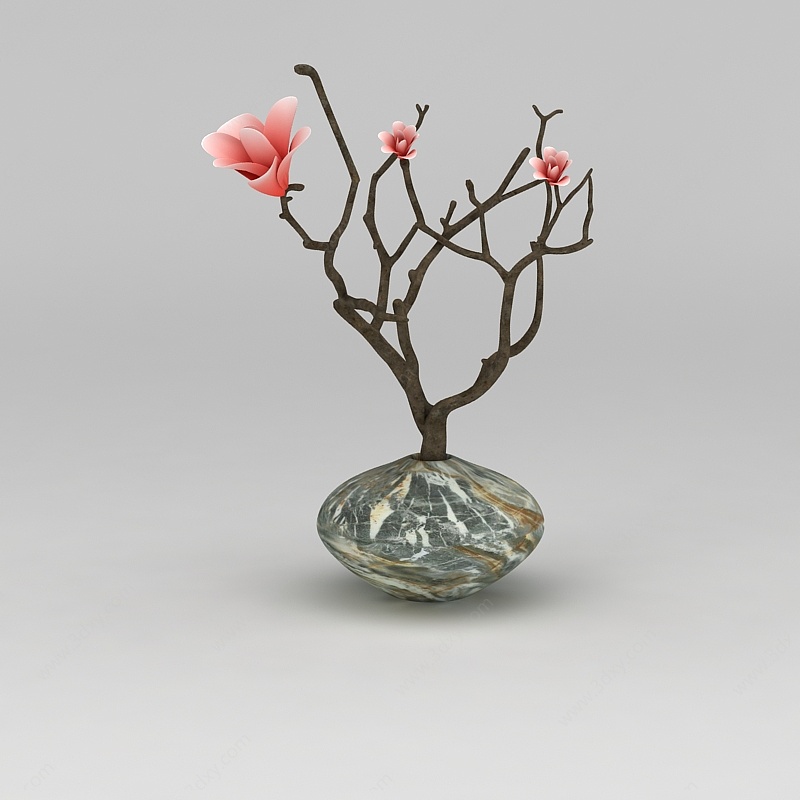 创意印花陶瓷花瓶摆件3D模型