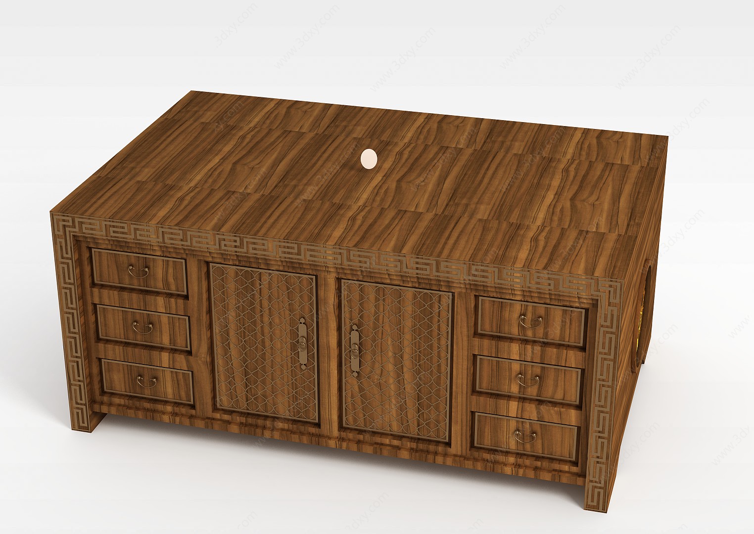 中式家具实木雕花边柜3D模型