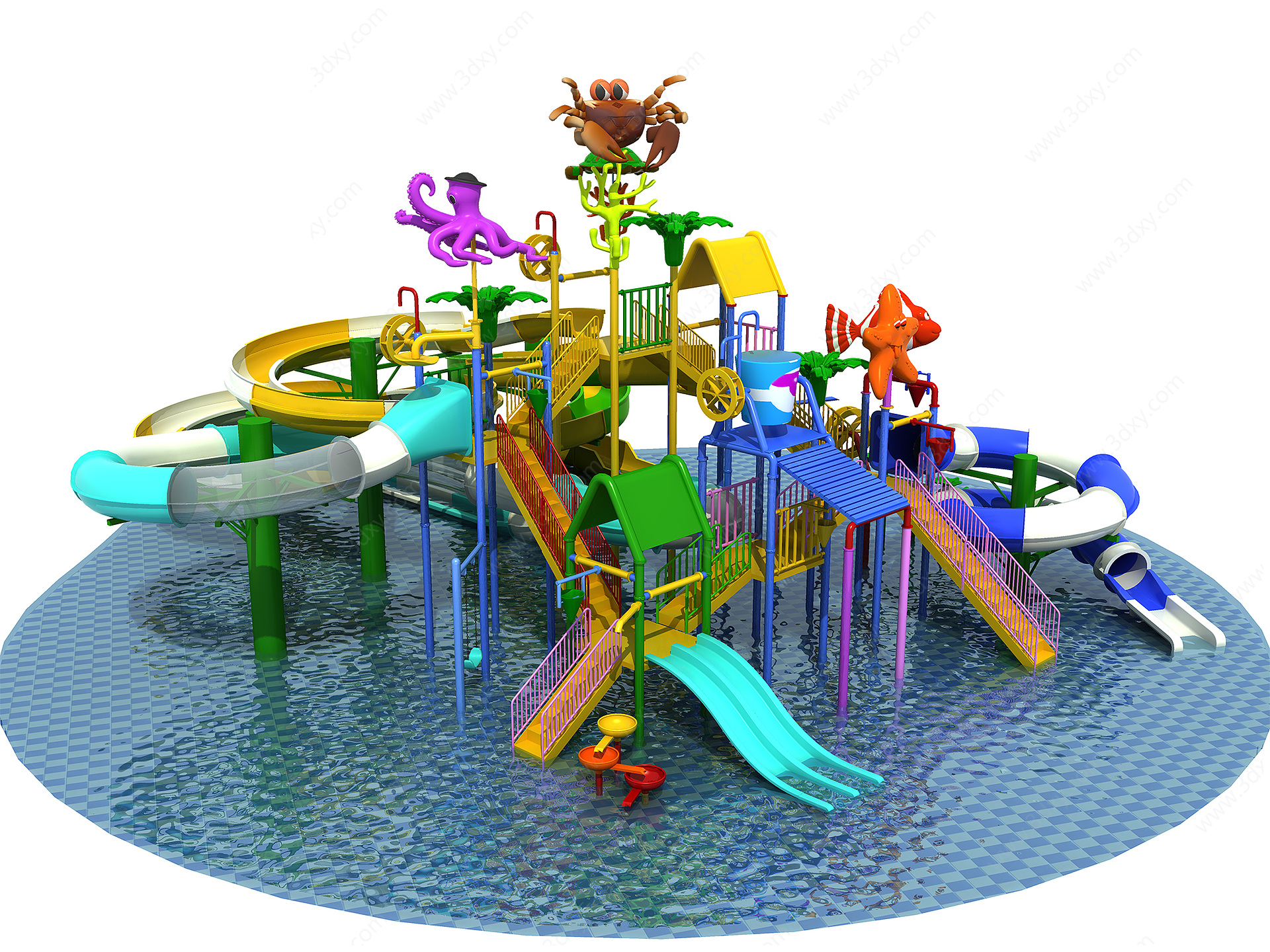 大型水上乐园儿童乐园3D模型