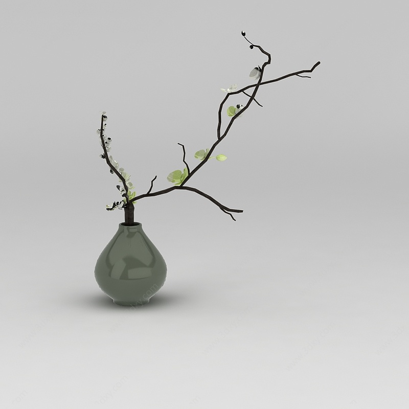 创意绿植花瓶摆件3D模型