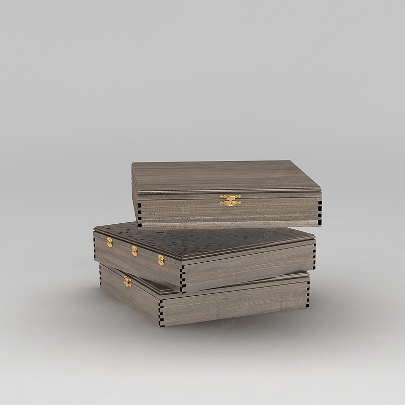 褐色实木盒子3D模型