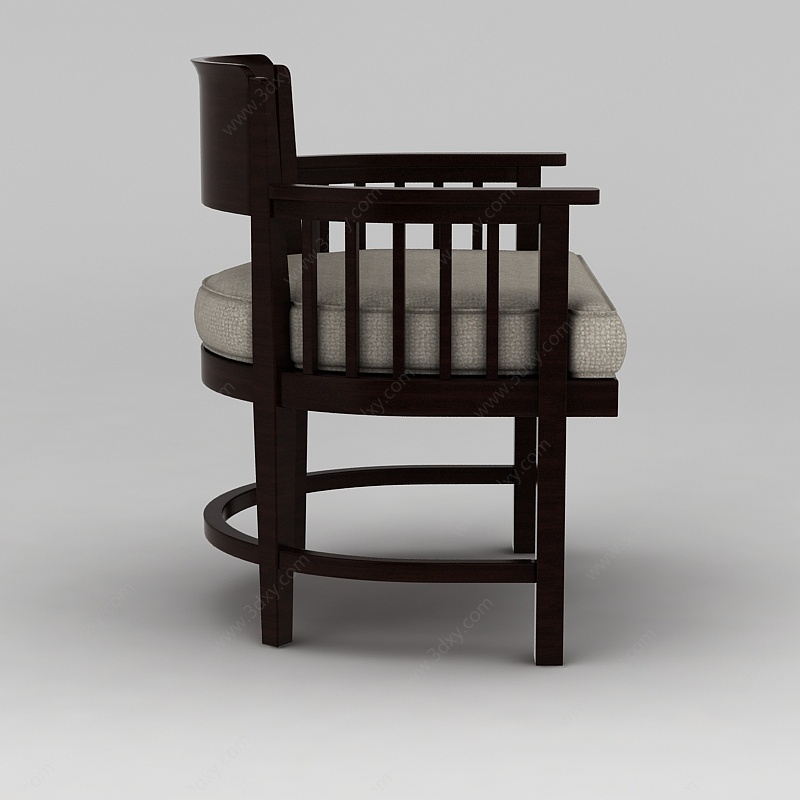中式实木扶手椅3D模型