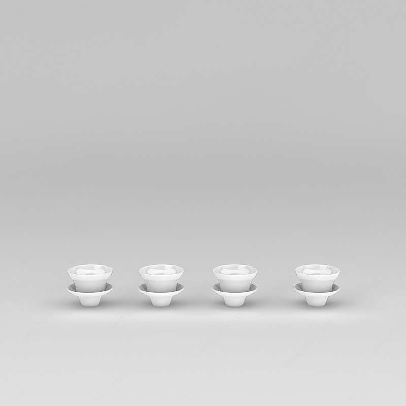 中式风格白瓷茶杯3D模型