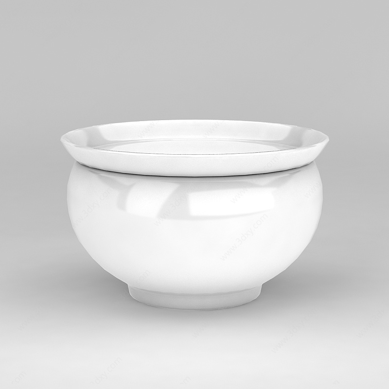 中式简约风格白瓷罐子3D模型