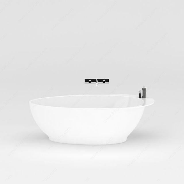 时尚经典白色圆形浴缸3D模型