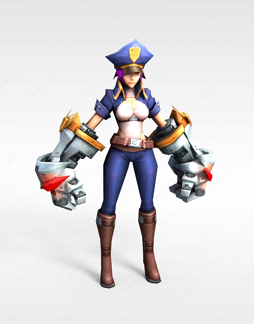 召唤师联盟钢拳女警游戏角色3D模型