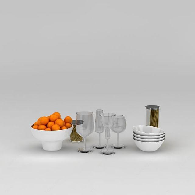 食物餐具组合3D模型