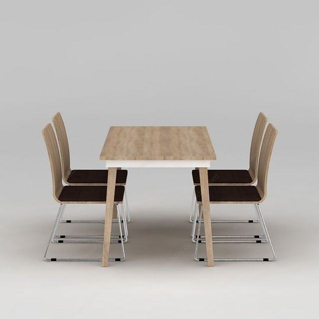 现代简约实木餐桌椅3D模型