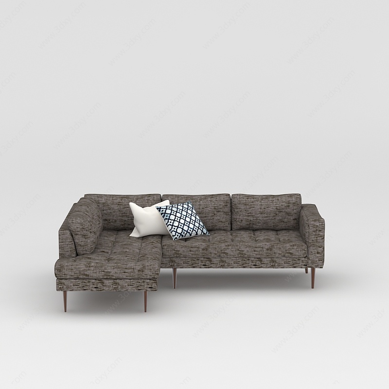 北欧咖啡色布艺沙发3D模型