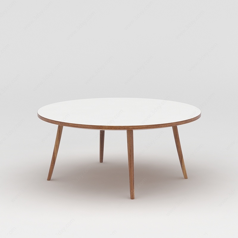 北欧简约实木圆桌3D模型