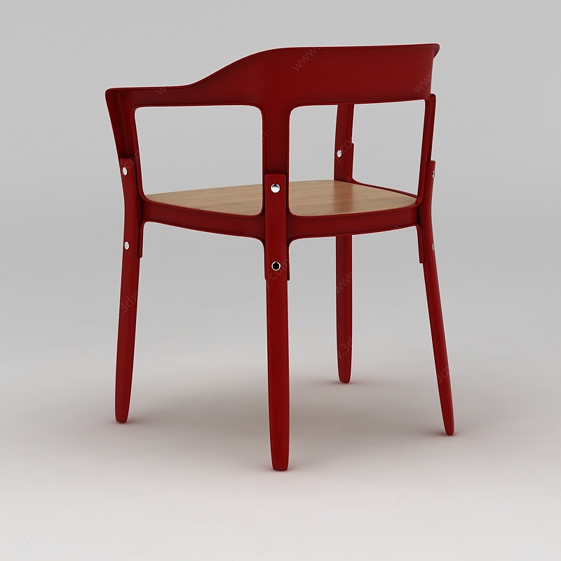 精品红色铆钉椅子3D模型