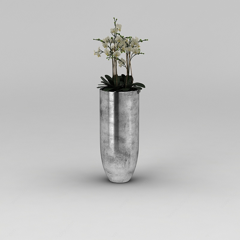 现代绿植花瓶摆件3D模型