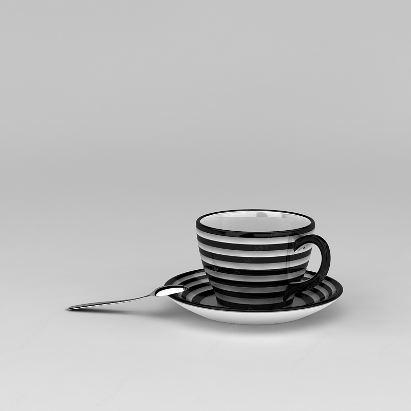 时尚精品条纹咖啡杯3D模型