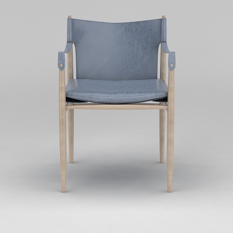 蓝灰色时尚实木椅子3D模型