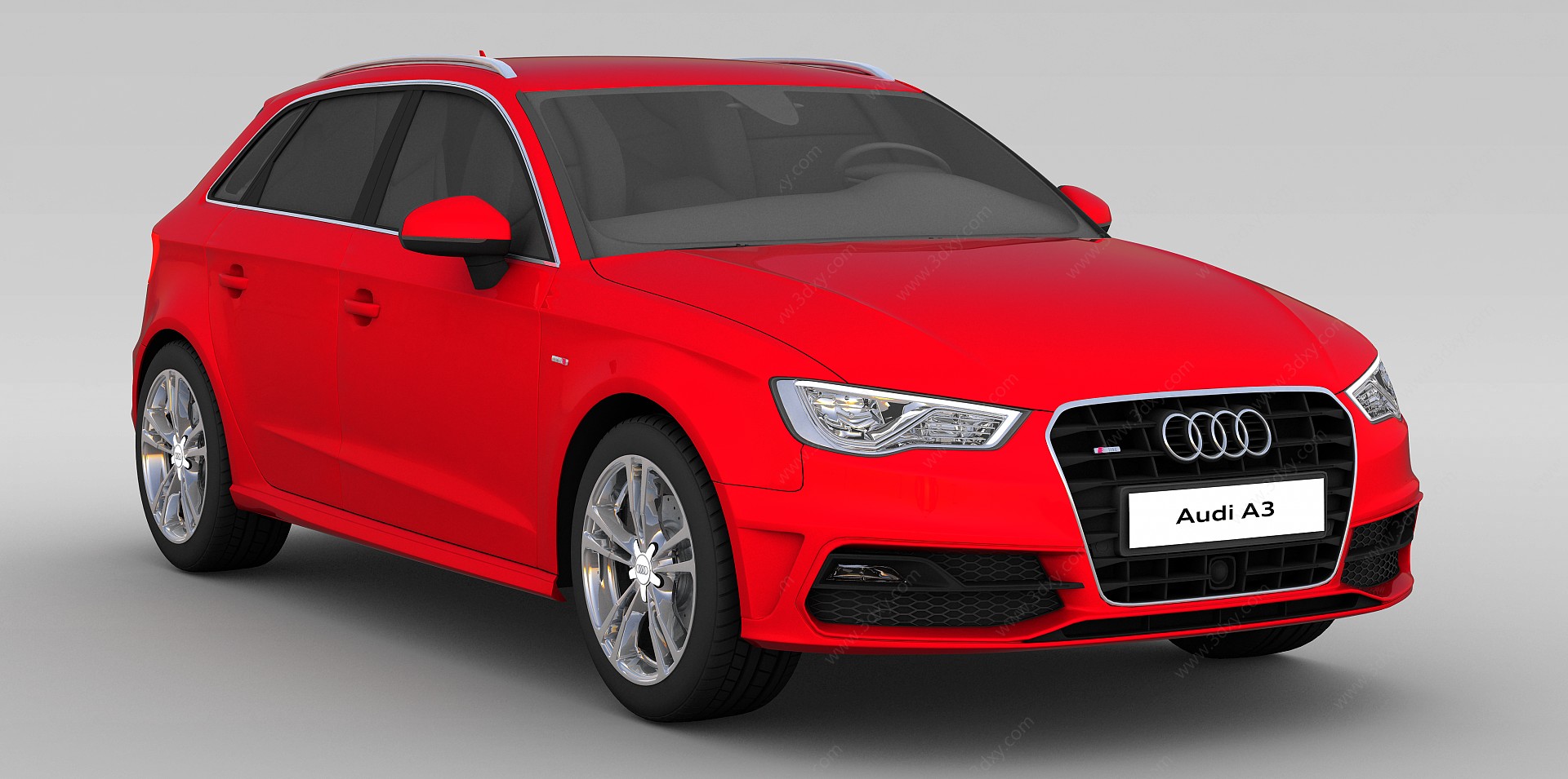 奥迪A3红色汽车3D模型