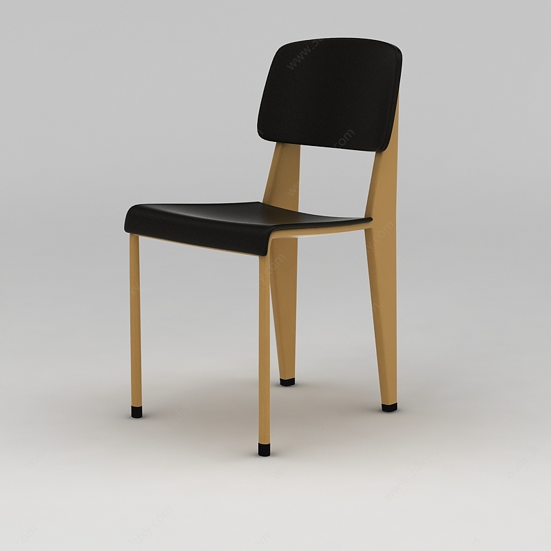 北欧简约实木餐椅3D模型