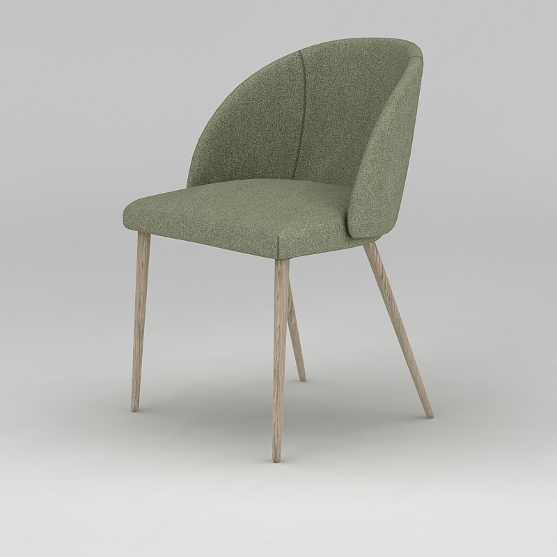 北欧清新色实木休闲椅3D模型