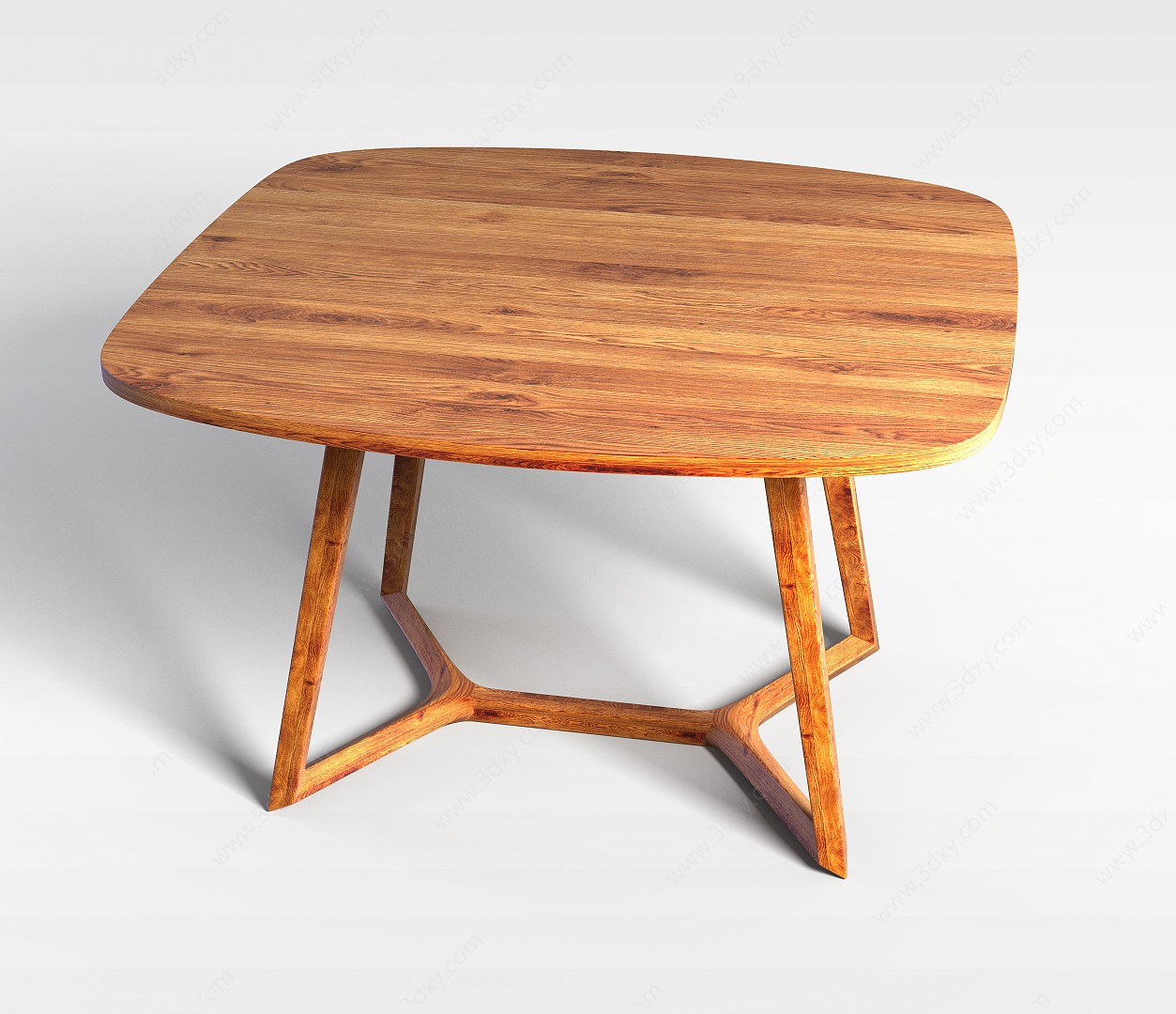 北欧简约实木餐桌3D模型