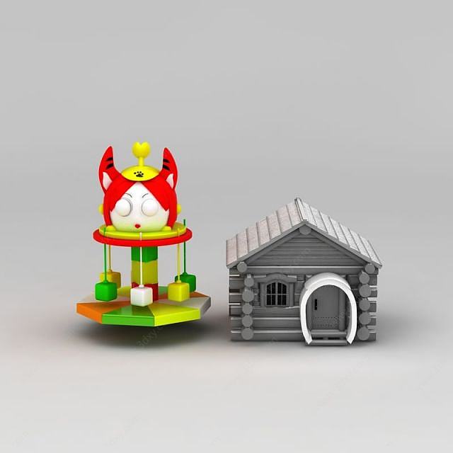 淘气堡电动儿童乐园雪景小屋3D模型