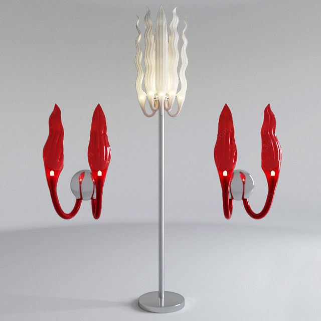 时尚创意落地灯壁灯组合3D模型
