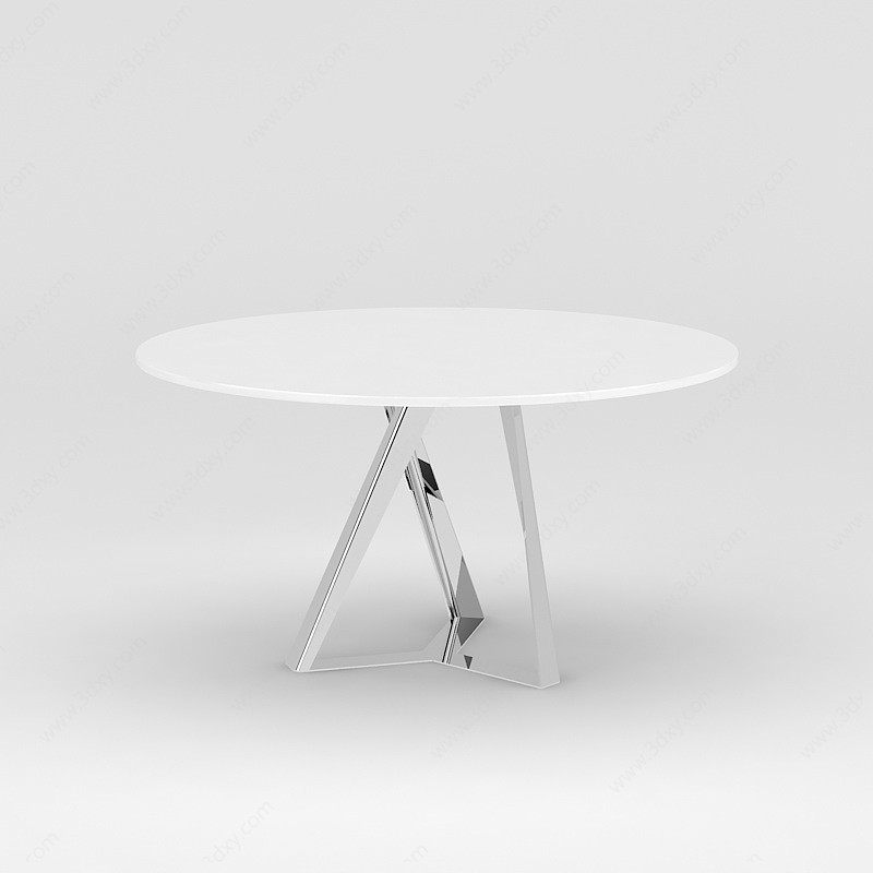 北欧白色圆形餐桌3D模型