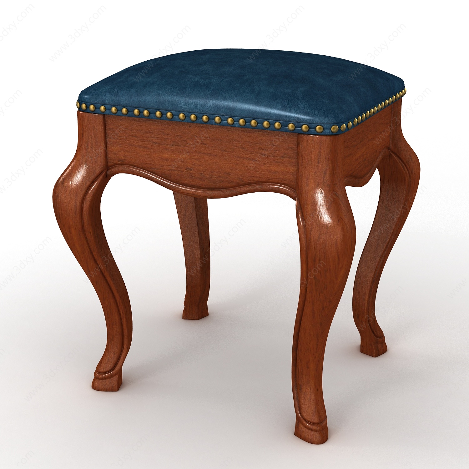 美式古典实木妆凳3D模型