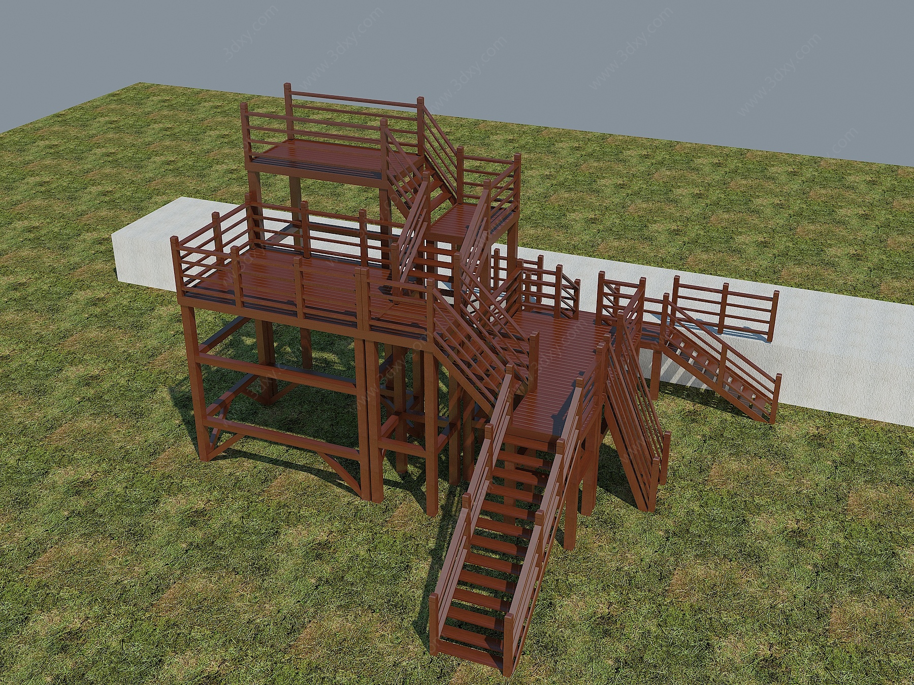 木质平台观望台3D模型