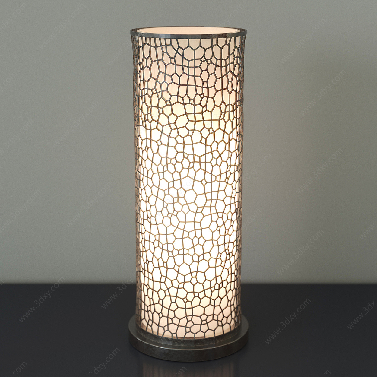 现代圆柱形镂空雕花台灯3D模型