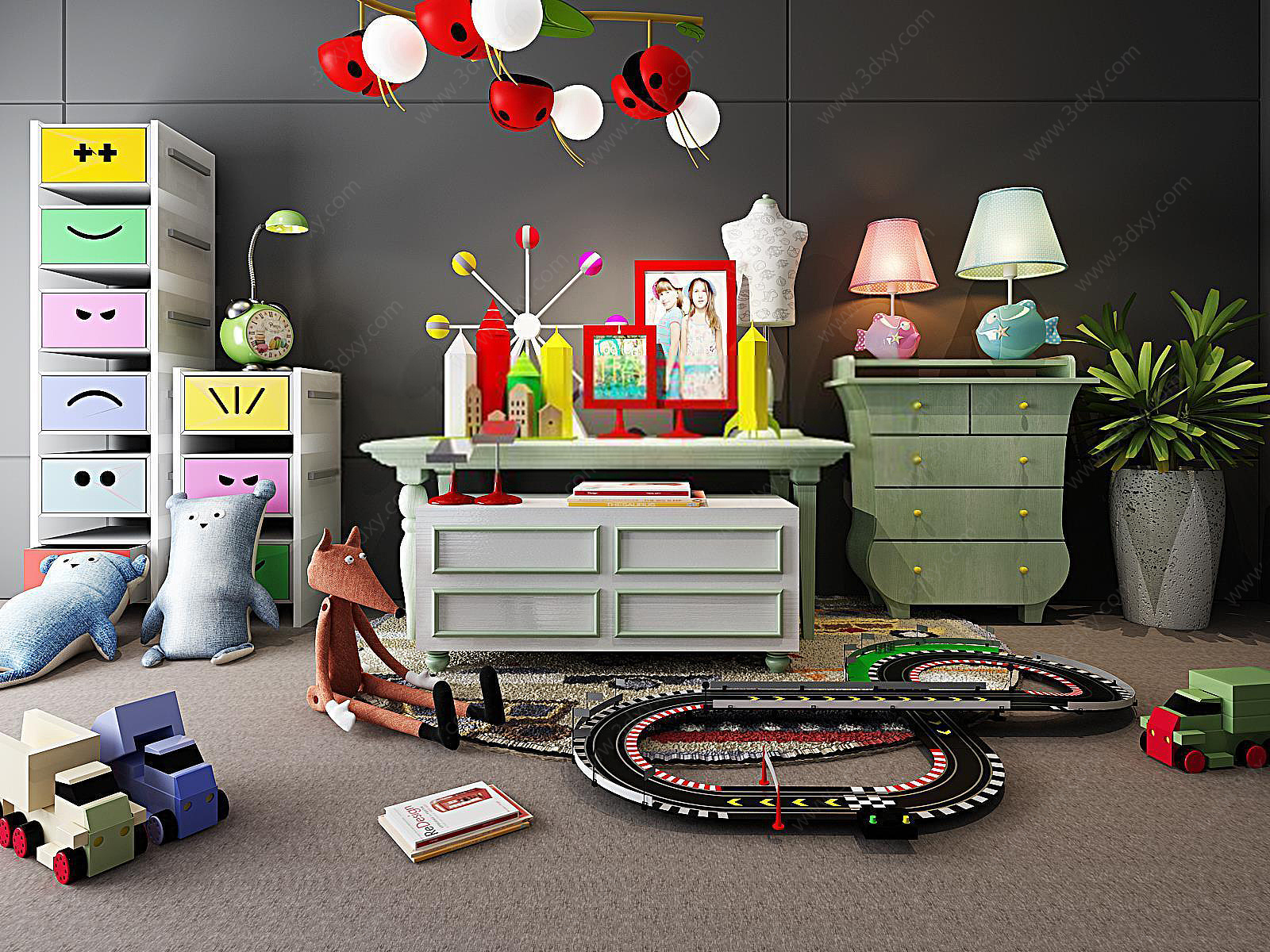 儿童卧室玩具家具组合3D模型