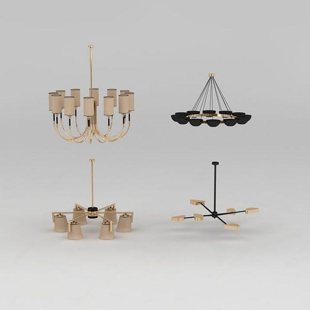 北欧后现代吊灯组合3D模型