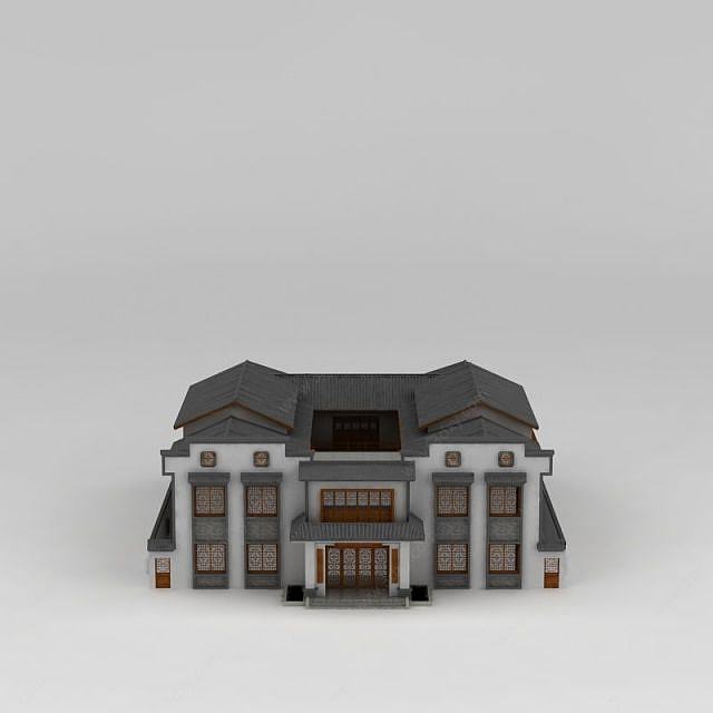 中式会所建筑3D模型