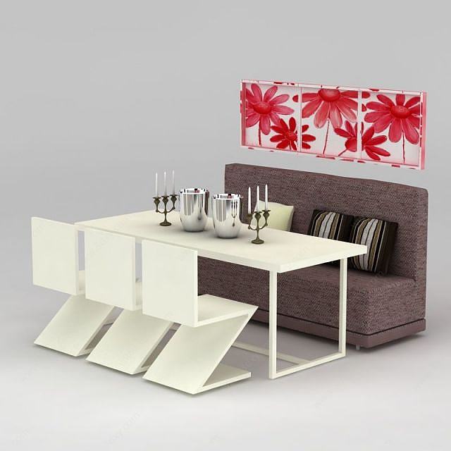 现代饭店餐厅桌椅组合3D模型