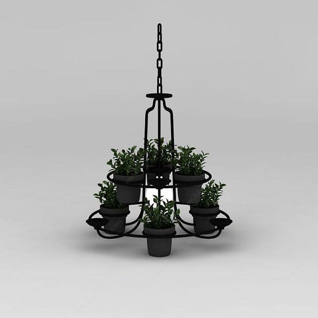 阳台吊式铁艺花盆架子3D模型