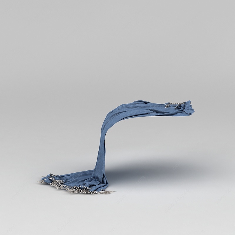 蓝色流苏围巾3D模型