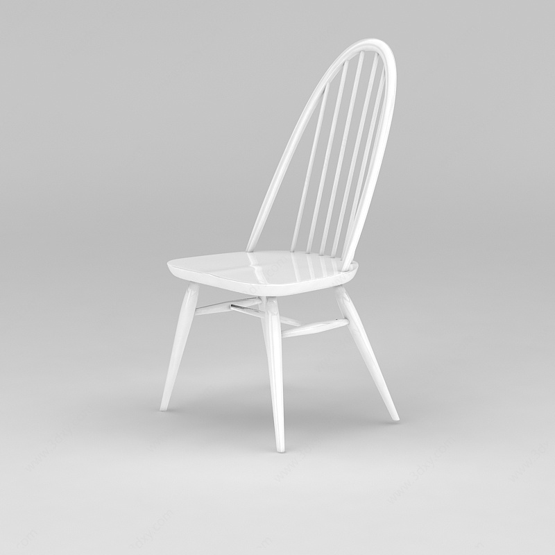 北欧白色实木餐椅3D模型