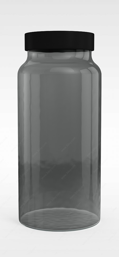 现代透明玻璃瓶3D模型