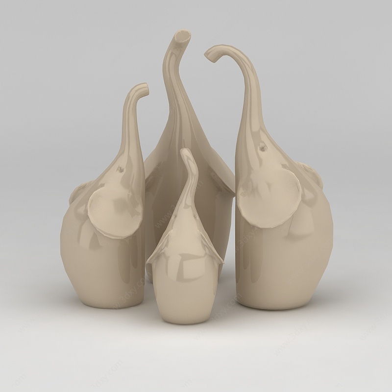室内陶瓷小象摆件3D模型