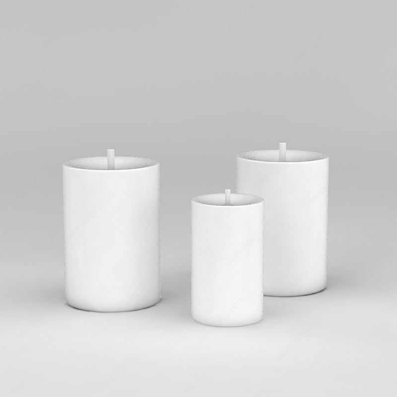 白色工艺蜡烛杯3D模型