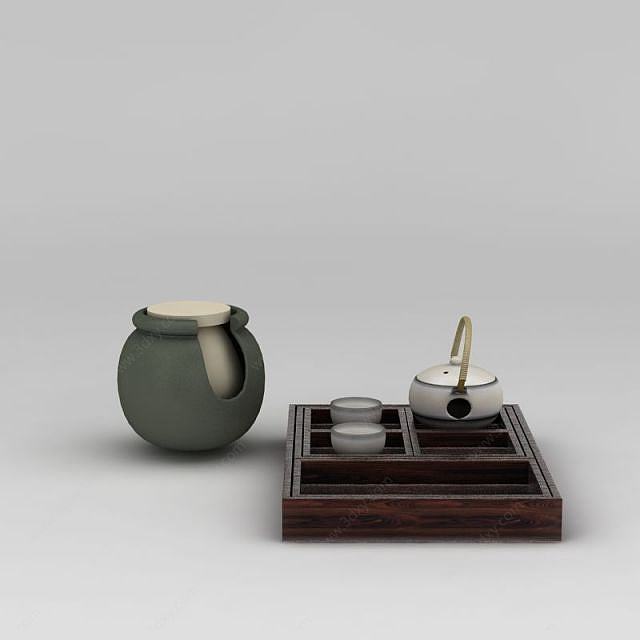 日式陶瓷茶具3D模型