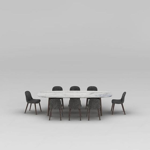 时尚简约后现代餐桌椅3D模型