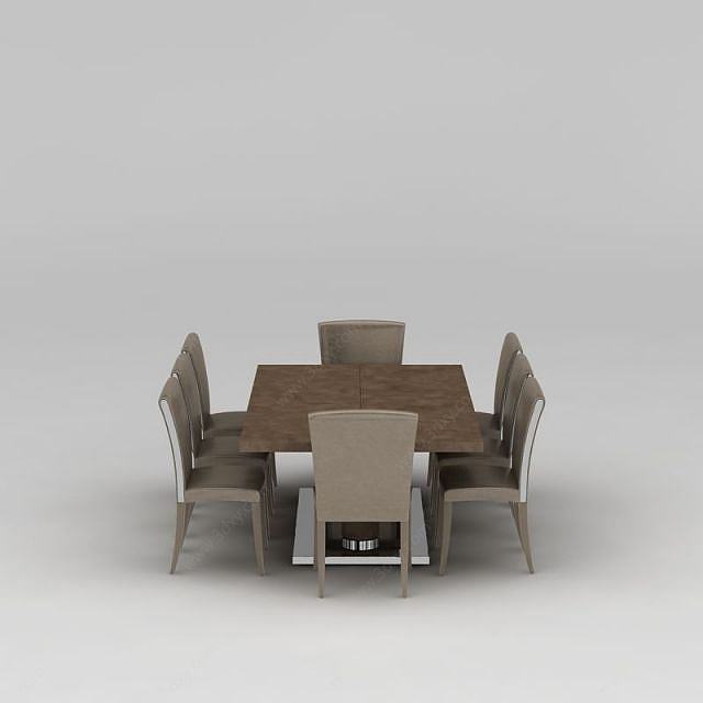 高档棕色会议专用桌椅3D模型