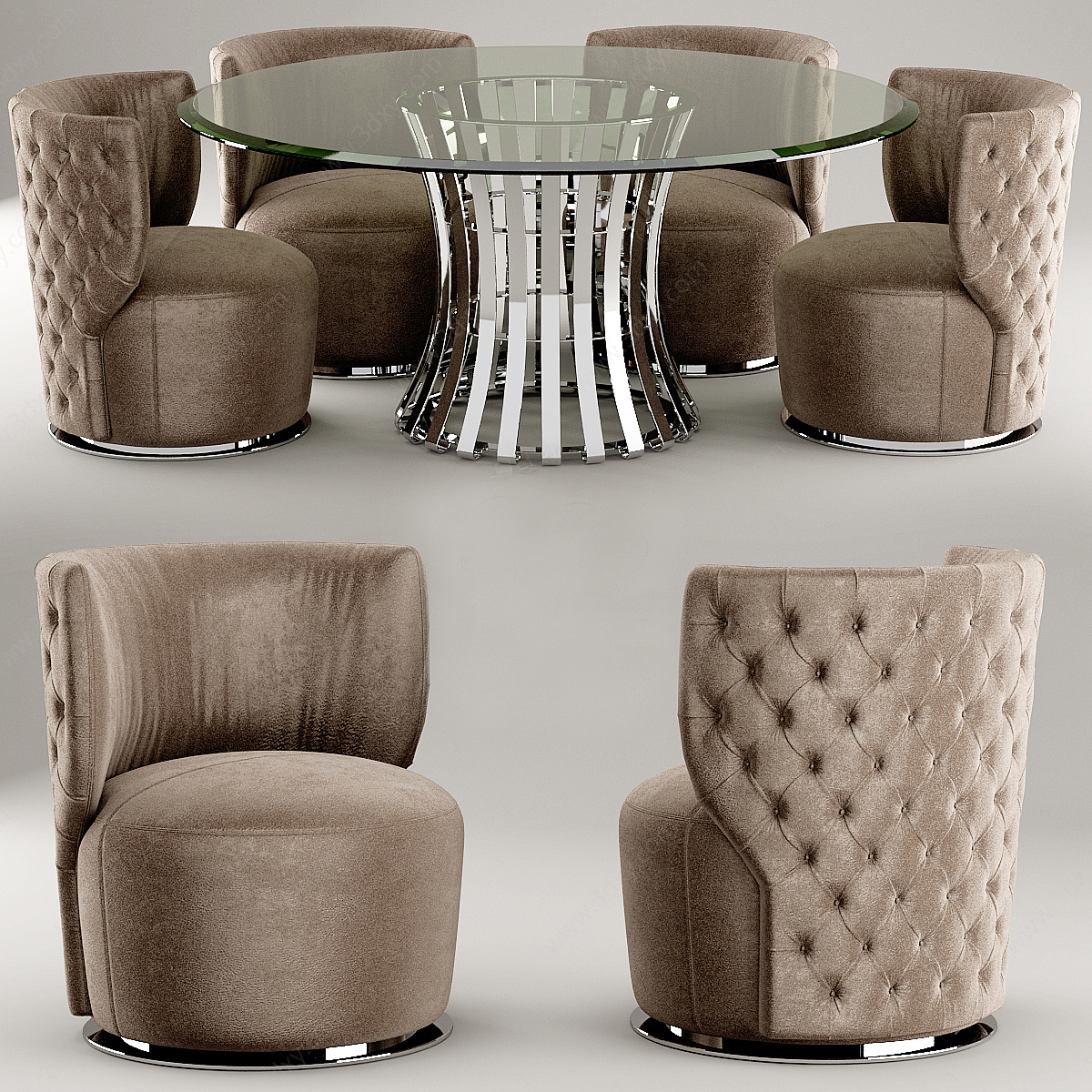 时尚咖啡厅桌椅组合3D模型