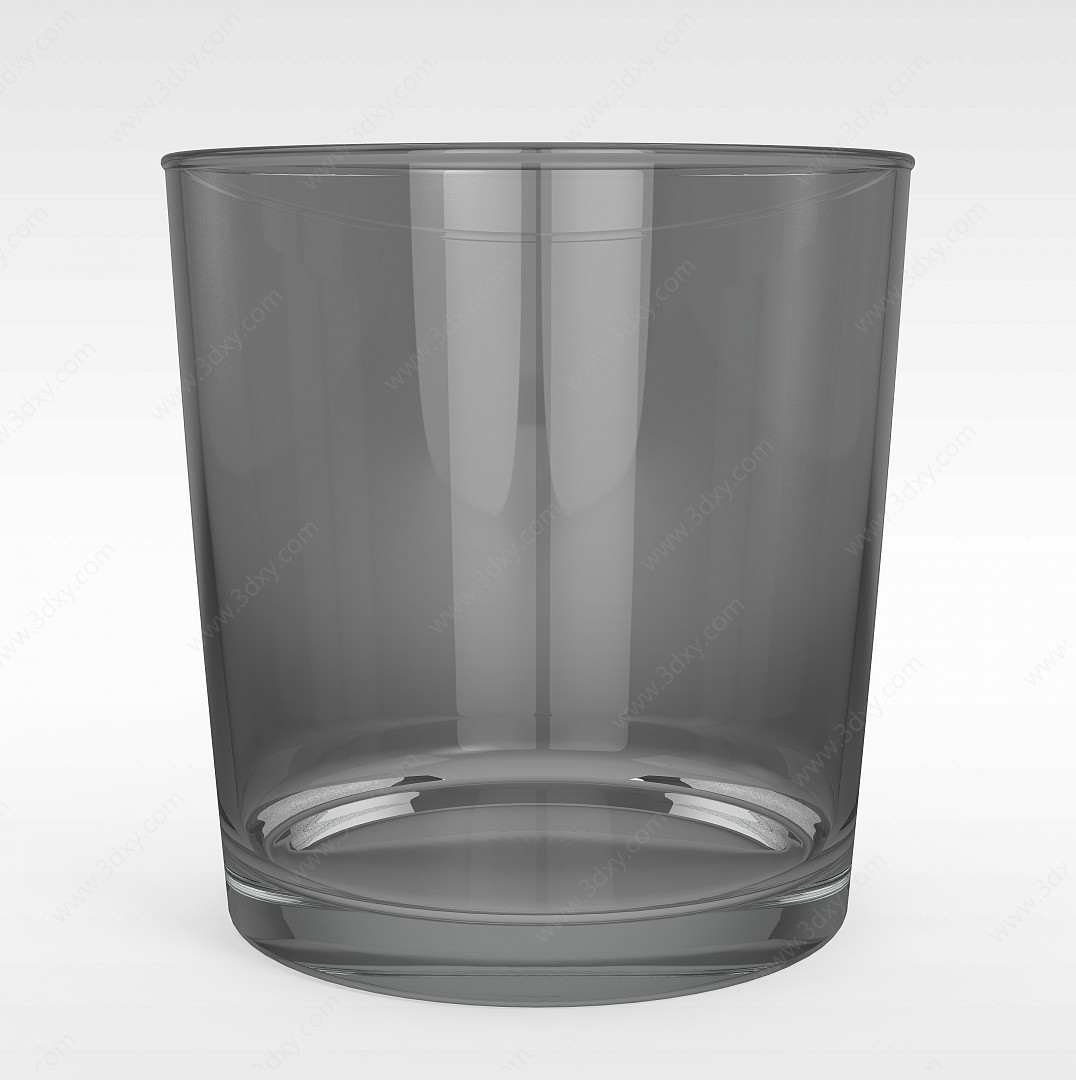 现代透明玻璃水杯3D模型